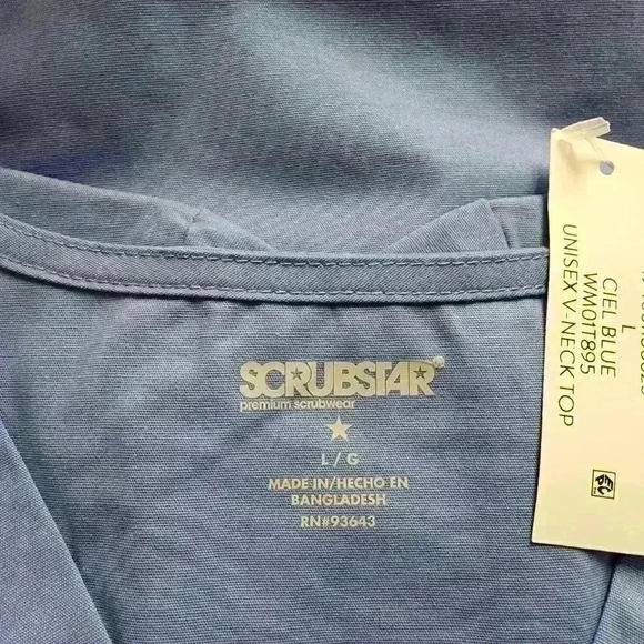 NWT Scrubstar Unisex V-Neck Scrub Top Size L 3-Pocket 2-Way Stretch Ciel Blue - Picture 10 of 10